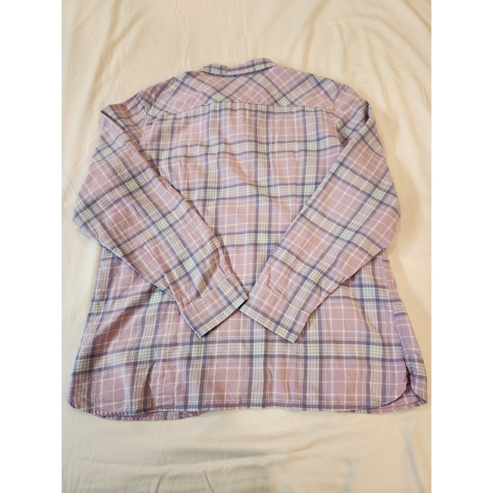 LL Bean Women XL Purple Lavender Plaid Flannel Button Down Shirt Casual Outdoor - Picture 9 of 13